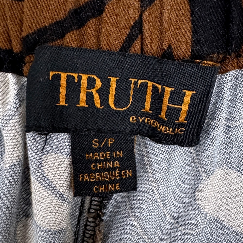 Truth by Republic Wide Leg Abstract Print Pants Brown Black Size Small High Rise - Picture 6 of 7